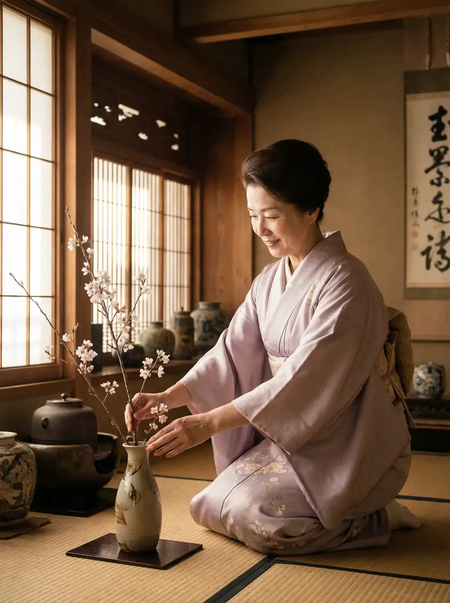 一位优雅的 海角社 - 优质视频平台 | 社区资源丰富 | 免费海角社每日推送 在和室中插花